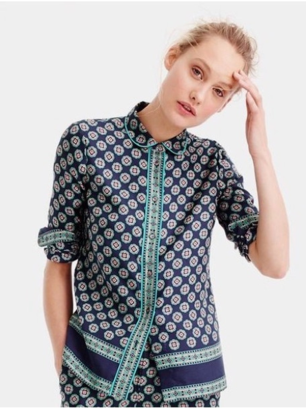 J.Crew Silk Foulard Pajama Top
